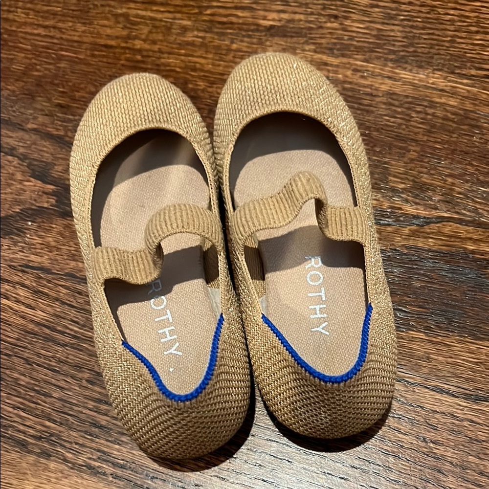 Rothy's Brown Kids Slippers with Blue Trim